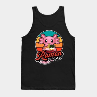 Cute Axolotl Eating Ramen Kawaii Retro Vintage 90s Vibes Tank Top